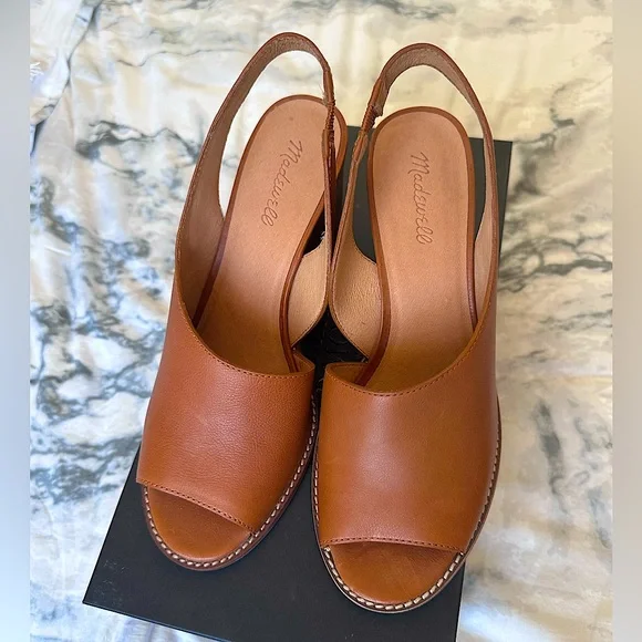 Madewell Brown Leather Sandal Block Heels - Picture 5 of 5
